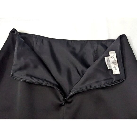 Vintage 90s KAY UNGER New York Sleek Black Knee Length Pencil Skirt Lined Size 2 - Picture 7 of 9